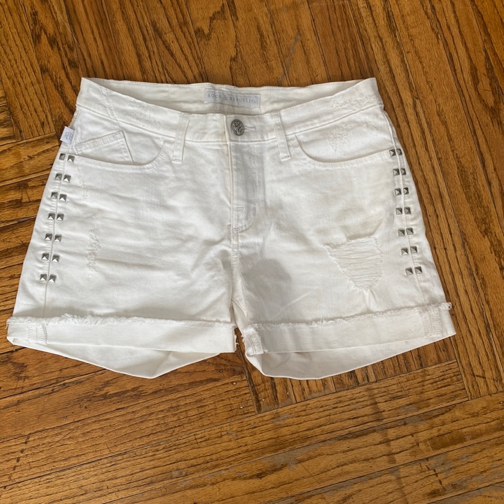 Rock & Republic white studded shorts